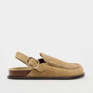 zara flat suede clogs brown size 6